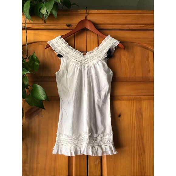 Agaci Cotton Race And Ruffle Blouse Size S - Picture 1 of 8